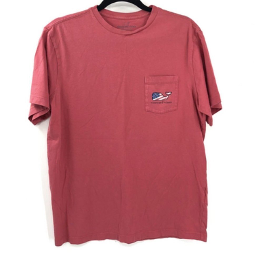 VINEYARD VINES Patriot Whale Pocket T-Shirt America July 4th Red Tee Men S